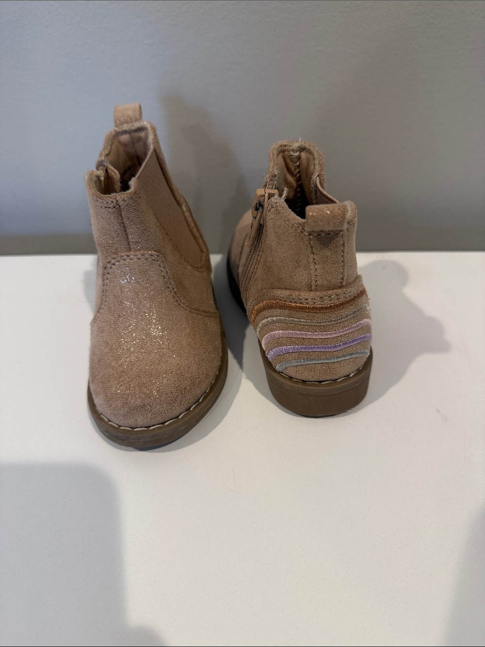 Toddler Tan Suede Chelsea Boots with Glitter Accent 5